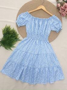 olinka modas -Style Dress With Lining, Women's Fashion. - flor perqueno azul bebe - View 3