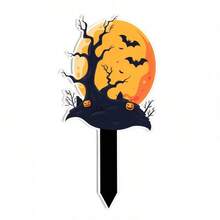 2D Acrylic Halloween Yard Decor Sign, Ghostly Dead Tree, Full Moon, Bat, Pumpkin Pattern, Suitable For Outdoor Garden And Yard Decoration. - Halloween Floor Insert - View 4