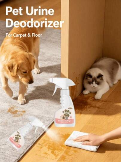 EelJoy 120ml 1/2pcsPet Urine Deodorizer, The First Choice For Exquisite Pet Raising, Decomposes Odors, Removes Urine Odor, Long-Lasting Odor Removal, One Spray For Deodorization And Stain Removal, Easily Wipes Away Marks, Targets Urine Stains,