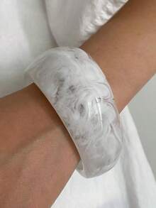 Geometric Square Asymmetrical Transparent Resin Bangle, Alloy Bracelet Women's Jewelry - Multicolor 2 - View 10