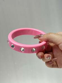 Pulsera de resina con strass de colores estilo Harajuku creativo Y2K, nuevo estilo primavera/verano, adecuada para fiestas, vacaciones, festivales de música - Multicolor - Ver 8