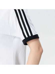Adidas Originals 女款運動 T 恤與背心 LINEAR TEE 2026 夏季復古對比飾邊休閒短袖 T 恤 HZ9541 - 白色/黑色 - 查看 4