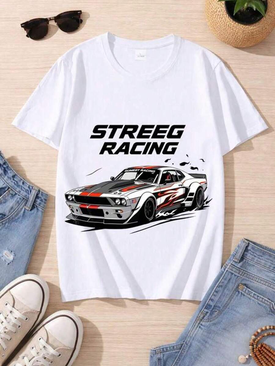 Camiseta con estampado gráfico cuello redondo - Blanco - Ver 1