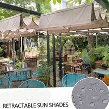 Retractable Awning, Adjustable Polyester Fabric With Buckle Holes, Outdoor Sun Shade, 81-90% UV Protection, Tool-Free Installation, Suitable For Patio, Deck, Garden, UV Canopy, Outdoor Privacy Solution, Design, Camping Equipment - Multicolor - View 13