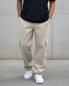 Men's Cargo Pants In Damask Twill, Drawstring Waist, Side Pockets, Urban Casual - c/02 - 查看 5