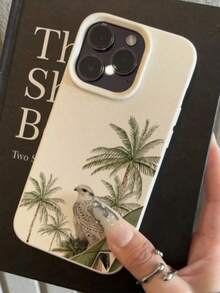 1pc Minimalist Summer Coconut Tree Pink Turtle Flower Pattern Phone Case, Liquid Large Hole Silicone Shockproof Soft Shell Protective Cover Compatible With Apple 11/12/13/14/14plus/15/15plus/16/16plus/17/17pro And Other Models - Multicolor - View 4