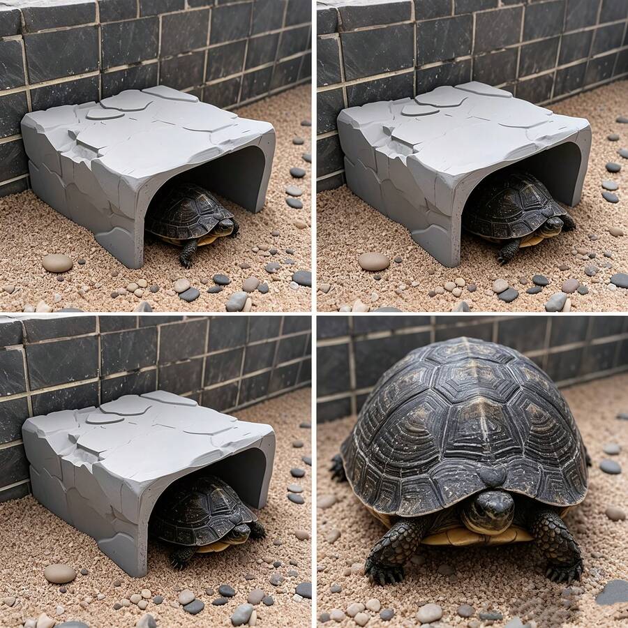 Tortuga Escondida en Refugio, Rana También, Hábitat para Mascotas y Diseño Práctico de Paisaje