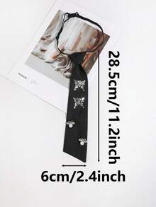 1件女款休閒蝴蝶珍珠蜜蜂裝飾不對稱領口襯衫，小眾設計百搭日常上衣 - 彩色 - 查看 8