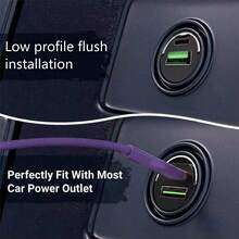 金屬快充車用充電器，迷你拉環設計，雙孔點菸器電源適配器，便攜式車用充電配件 - 彩色 - 查看 9