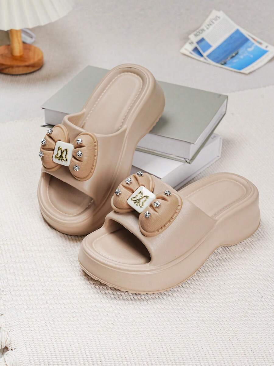 ASOFTER Summer New Fashion Elegant Style Women's Sandals, Rabbit Ear Buckle Decor Thick Sole Slippers, Suitable For Cherry Blossom Season, Graduation Season, Valentine's Day