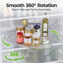 1pc 360° Rotating Non-Slip Lazy Susan Organizer For Fridge, Kitchen Countertop & Pantry - Clear Plastic Turntable For Easy Storage & Organization, Kitchen Storage Solution, Countertop Storage, Visible Contents, Kitchen Organizers And Storage - View 4