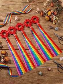 Rainbow Dancing Ribbon Stick - Wrist Ribbon, Handheld Elastic Tassel Stick, Suitable For Music Class, Gymnastics, Party Gifts, Back To School Performance Rhythm Dance Ribbon Accessories - Multicolor - View 6