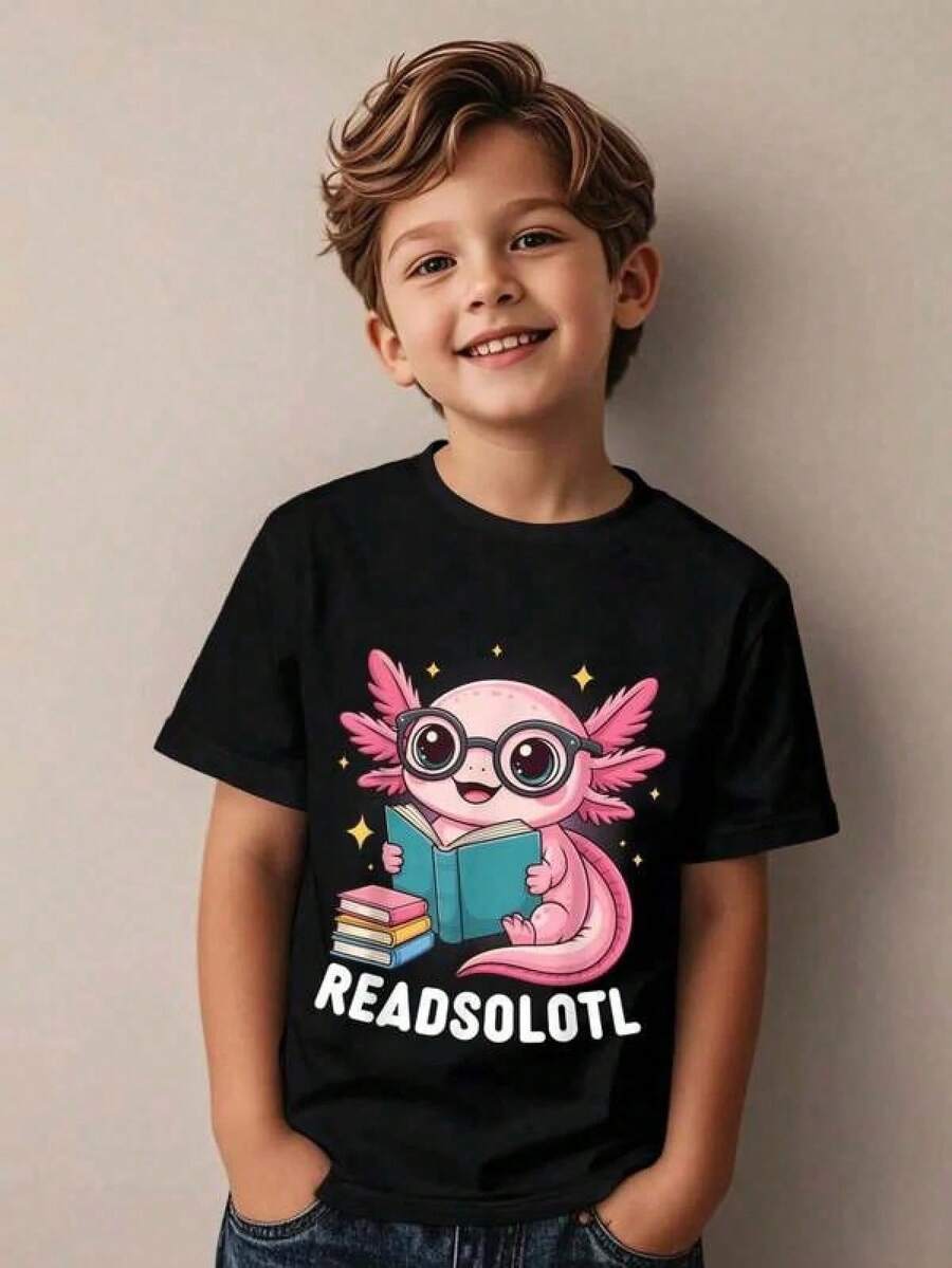 Girls Clothes Boys Summer Outfits T Shirts For Men Toddler Girls Clothes Casual Short Sleeve Crew Neck T-Shirt For Kids, Teen Girls T-Shirts, Cotton T-Shirt - 黑色 - 查看 1