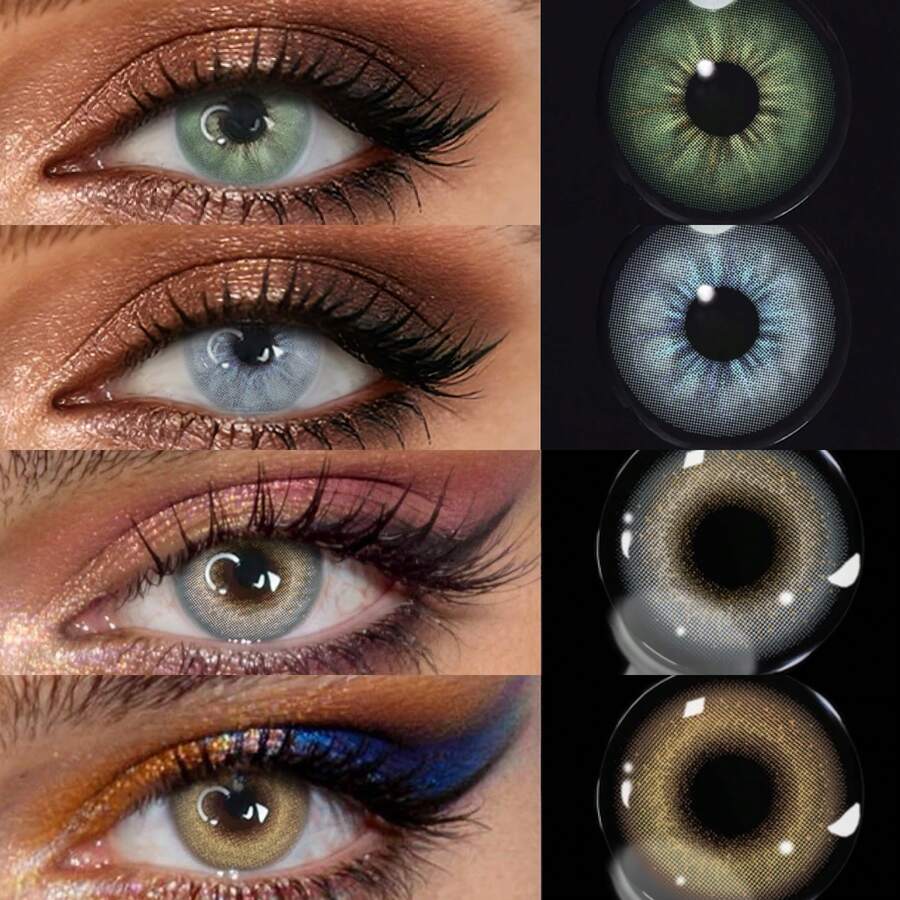 Lalens 1 paire de lentilles de contact colorées grises 14,2 mm, lentilles souples annuelles en hydrogel NVP HEMA, teneur en eau 38 %, respirantes, effet grands yeux amélioré pour maquillage, sorties quotidiennes, rendez-vous, vacances, événements, Halloween, costumes et cosplay