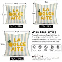 4pcs Colorful Striped Citrus Lemon Text Design Pattern Pillow Covers Without Inserts, Single-Sided Printed Pillow Covers, Suitable For Living Room Bedroom Home Decor, All Seasons Pillow Covers - Multicolor - View 3