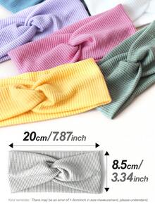 7Pcs Women's Outdoor Plaid & Solid Color Criss-Cross Stretch Headbands, Versatile For Cycling And Casual Wear - Multicolor - View 7