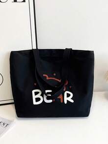 Minimalist Printed Canvas Tote Bag - Multicolor - View 7