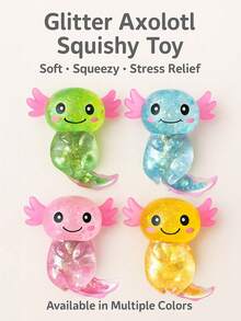 1pc Shiny Crystal Salamander And Axolotl, Soft Slow Rebound Sticky Stress Relief Toy, Cute Taba Squishy, Portable Travel Stress Relief Toy, Soft And Cute, Blue And Pink, Suitable For All Ages, Including People With Autism And Office Workers - Multicolor - View 9