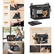 Transportín para Perros Plegable para Perros Pequeños 50 x 35 x 35 cm Tela Oxford Puertas de Malla Negro Tinta MPDC015BH02 - como en la imagen - Ver 1