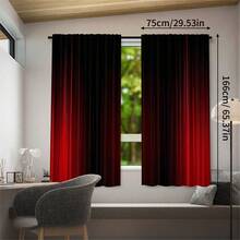 2pcs Modern Black And Red Color Block Curtains - Stylish Grommet Top Design, Sheer Curtains, Machine Washable Polyester, Suitable For Living Room, Bedroom, Kitchen, Curtain, Sheer - Multicolor - View 17