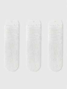 1/3 Pairs Women's Summer Thin Lace White Socks With Ruffle Edge, Versatile Mid-Calf Breathable Mesh Hollow Out Slouch Socks - Multicolor - View 9