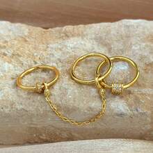 VKHK 1pc 18K Gold Plated Multi-Layer Circle Chain Linked Zirconia Decor Ring, Suitable For Women's Daily And Party Wear, Gift - Creative Rings - View 6