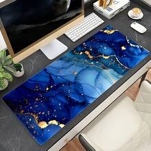 1 Extra-Large Blue Marble-Patterned Mouse Pad - Non-Slip Rubber Base, Durable & Washable Desk Mat; HD Print - Ideal For Gaming, Office Use, And Home Decor - Mouse Pad - View 4