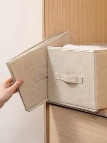 1 Stück faltbare Kleideraufbewahrungsbox mit Griff, Stoff-Kleiderschrank-Organizer-Schublade, geeignet zum Aufbewahren von Kleidung, Jeans, Pullovern, BHs, Heimdekoration, Raumteiler-Schrank, Schlafzimmer-Dekoration, Schulanfang - Aprikosenfarben - Übersicht 8