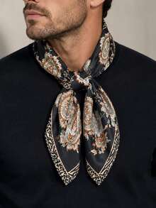 1pc Men's Fashion Paisley Animal Texture Pattern 70cm Square Scarf Bandana Suitable For Party, Date, Daily Outing, Travel, Beach Vacation - Multicolor - View 3