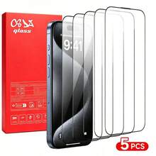 5片強化玻璃貼膜，適用於 S24 Ultra A54 A13 A53 A34 A33 A52 5G S23手機，全螢幕高畫質防氣泡、防刮且防爆，適用於Apple 17/17 Air/17 Pro/17 Pro Max/16/16 Pro Max/14/13手機配件、桌面配件、夏季、旅行用品 [國際版非本地版] - 彩色 - 查看 2
