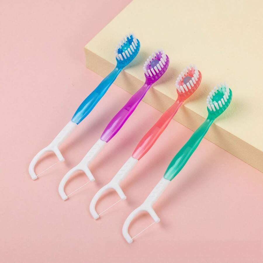Disposable Bead Toothbrush, Mini Portable Travel Toothbrush, Floss And Mouthwash Set For Outdoor Use - Multicolor - View 1