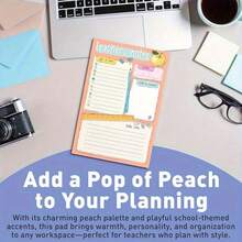 1/4 Pcs Fun Design "Teacher's Notes" Planner, With Clearly Divided Sections Including To-Do, Date, Communication, And Note Sections. Featuring Adorable Apple And Pencil Illustrations, It Ensures Efficient Daily Planning, 30-Sheet/Pc School Supplies - one-size - View 5