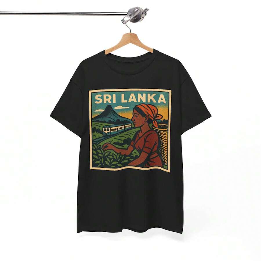 Camiseta de cómic de Sri Lanka unisex estilo retro| Camiseta Vintage con el Skyline de Colombo| Camisa de Viaje Bold Island| Regalo para Él o - Negro - Ver 1
