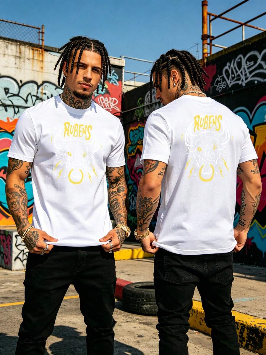 Outdoor Daily Wear Men T-Shirt Fashion Simple Round Neck Top - White - View 1