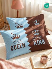 1/2 piezas Fundas de almohada estampadas sin relleno, fundas de almohada de tela suave, múltiples patrones disponibles, suaves y transpirables, amigables con la piel y cómodas, textil para el hogar acogedor, adecuado para ropa de cama del hogar y artículos esenciales de ropa de cama para dormitorios escolares, fundas de cojín de sofá - Multicolor - Ver 9