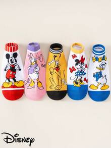 1/5 Pares: Calcetines de Media Caña Jacquard de la Serie de Dibujos Animados de Disney Mickey & Amigos, Estilo Infantil, Suaves y Transpirables, Adecuados para Uso Diario (Unisex) - Multicolor - Ver 10
