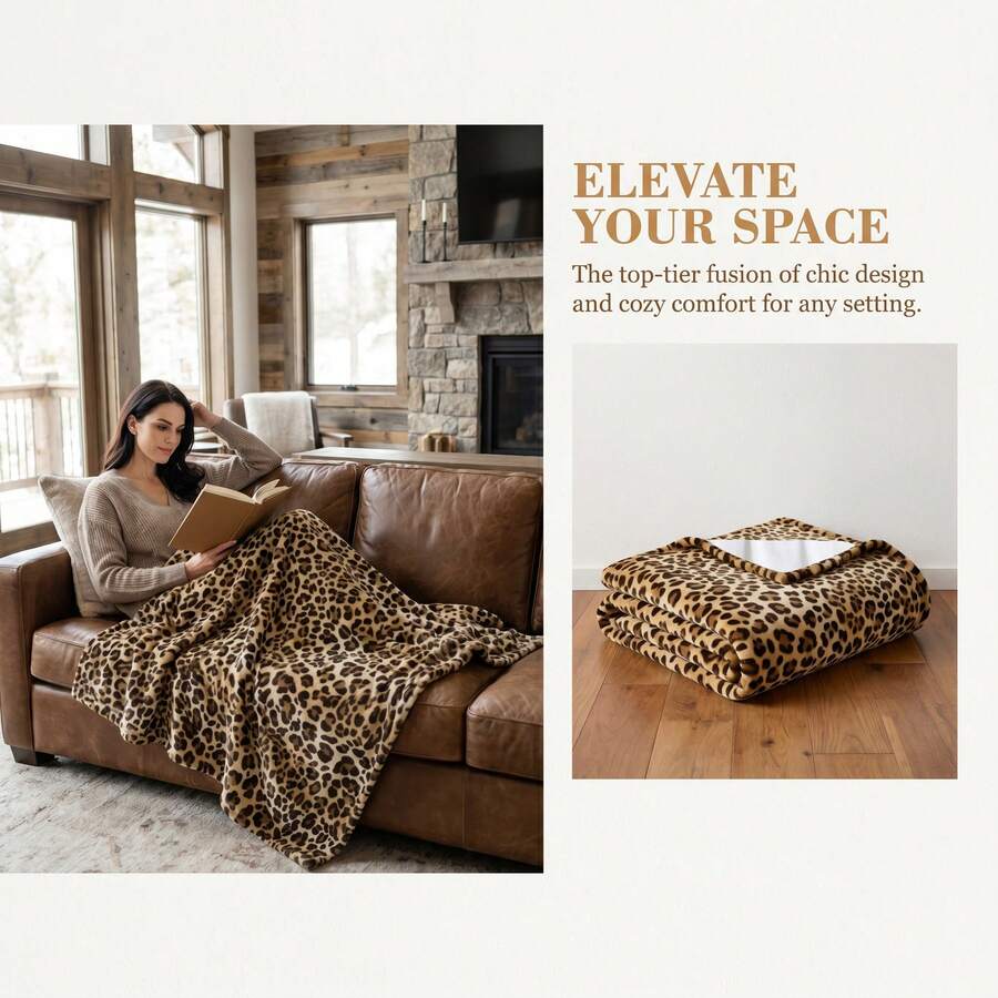 Leopard Print Flannel Blanket - Soft, Warm. Suitable For Sofa, Home, Office And Travel - Pink Design, Suitable For All Seasons, Travel Blanket | Reusable Blanket | Comfortable Texture - Multicolor - View 1