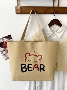 Minimalist Printed Canvas Tote Bag - Multicolor - View 5