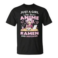 Camisetas para hombre, Camiseta con estampado de "Solo una chica que ama el anime, el ramen y los bocetos de anime", Ropa para hombre, Camisetas para hombre, Camisetas de manga corta para ho - Negro - Ver 1