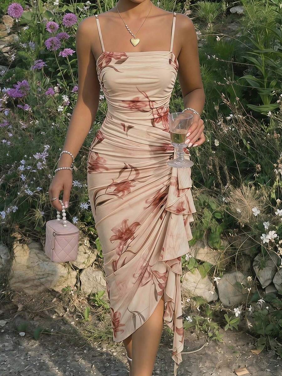Women Midi Dresses - Brown - View 1