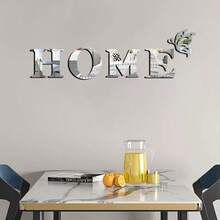 Drill-Free Self-Adhesive Mirror 3D HOME Door Sign, Creative Artistic Butterfly Shaped Wall Decor Hanging Ornament, Modern Minimalist Home Soft Furnishing Decor, American Country Style Entryway Renovation, Housewarming Premium Gift - Multicolor - View 6