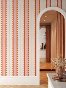 ihomeli Pink/Blue/Orange Wavy Stripe Self-Adhesive Wallpaper Modern Room Geometric Pattern Decorative Removable Easy-Tear Peel And Stick Wallpaper - Multicolor - View 3