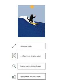 1pc Frameless Cat Surfing On Blue Waves Wall Art Poster Aesthetic Apartment Living Room Bedroom Decor Back To School Funky Posters Dorm Essentials - Cat Surfing - View 6