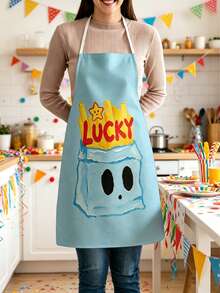 1pc, Cute Puppy, Kitten, French Fries & Rabbit Pattern Polyester Apron, Suitable For Cooking, Baking, And Gardening - Can Be Used As Attire For The Kitchen And Dining. - Multicolor - View 4