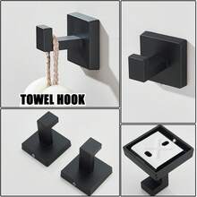 Juego de 5 toalleros de acero inoxidable negro para montar en la pared con 2 gancho para el cuarto de baño, toalleros y portarrollos - Negro mate - Ver 6