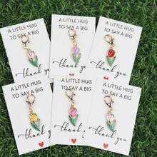 6pcs/12pcs Tulip Keychain With Thank You Card, Ideal Gift For Birthday, Wedding, Teacher's Day, Anniversary, Party, Thanksgiving, And Perfect Choice For Friends - Multicolor - View 10