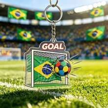 1 pieza Nuevo llavero de la Copa del Mundo, llavero de metal, colgante de trofeo conmemorativo para aficionados al fútbol, accesorio para el atuendo diario, regalo para vacaciones - Multicolor - Ver 11