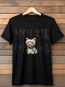 Camiseta 100% Algodón para Mamá de Yorkshire Terrier, para Amantes de Perros, con un Adorable Diseño de Yorkshire Terrier, Regalo Perfecto para Dueños de Yorkie y Entusiastas de Mascotas - Negro - Ver 1
