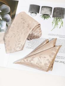 1 bộ cà vạt và khăn cài túi nam họa tiết hoa cỏ thanh lịch, chất liệu lụa bóng, màu đỏ/màu mơ, phù hợp phối đồ cho đám cưới, tiệc, vest, du lịch và nghỉ dưỡng - Nhiều màu - Xem 8
