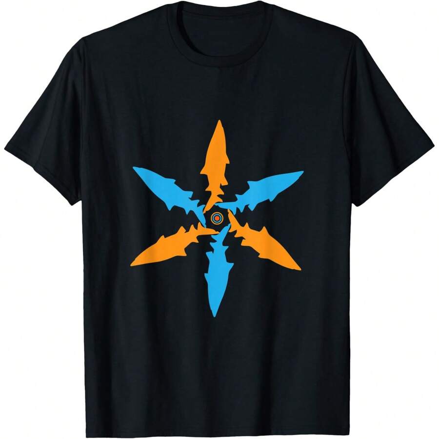 Tiger-Shark Animal Mandala Pattern T-Shirt - Black - View 1